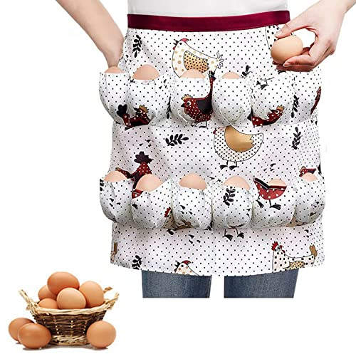 CHmiss Eiersammelschürze Mit 12 Taschen - Für Hühnereier Und Frische Eier - Bauernhof-Schürze Für Frauen Und Männer