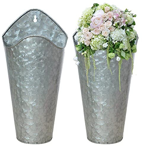 2 st väggplanterare i metall, bondgård väggvas dekor för växter blommor, rustik vägghängande blomhållare land heminredning