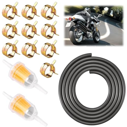 Filtri Benzina Moto, Kit Tubo Carburante, 13 Pezzi Kit Tubo Benzina Tubazioni, Kit Filtro Benzina Moto, Kit Filtro Benzina, Filtri Carburante Linea per Gas, Filtro in Linea per Benzina Universale