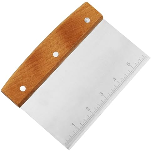 Dough Scraper Cutter, Stainless Steel Dough Scraper with Wooden Handle, Pastry Cutter Scraper Smoother Kitchen Scraper for Pizza, Bread, Pastry, Cake Dough Baking Shaping, (Square)