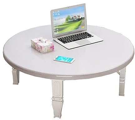 Table Basse Ronde Japonaise Pliante, Table Basse, Table d'étude, Table à Manger, for Tatami Chambre Salon Baie vitrée Bureau d'ordinateur Petite Table Kang (Couleur : Blanc, Size : 60x30cm)