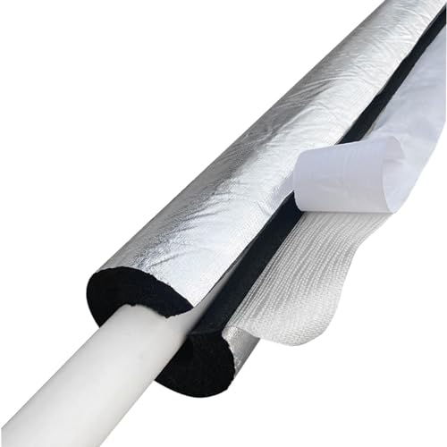 Pipe Insulation Foam Tube for Air Conditioner Aluminum Foil Pipe Lagging Fireproof Flame Retardant for central Heating External Condensate Pipes ID 20mm 25mm 34mm 43mm 48mm 60mm 76mm 89mm 110mm ( Size