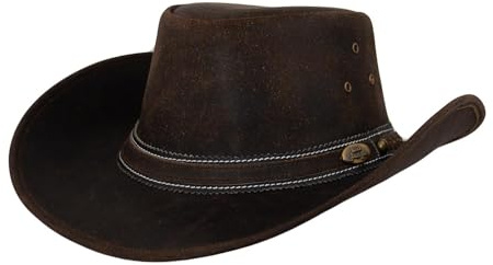 Svart Jungle Dayton läderhatt, västernhatt, austernhatt, cowboyhatt, BRUN, XXL