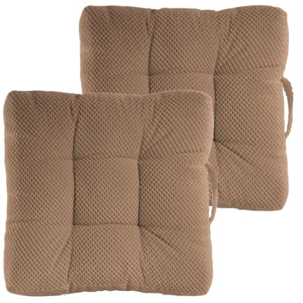 Quantum Interior Sitzkissen 2er Set Stuhlkissen 40x40x8cm für Indoor und Outdoor Dicke Polsterung Steppkissen/Bodenkissen mit Schlaufe zum tragen (Schlamm)