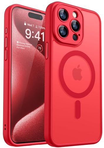CANSHN für iPhone 15 Pro Max Hülle mit Kameraschutz, Rot
