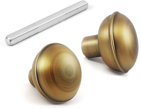 newliplace 1 Pack Antique Brass Door Knob Set with Spindle, Vintage Old Style Door Knobs Replacement Set for Mortise Lock Interior Doors