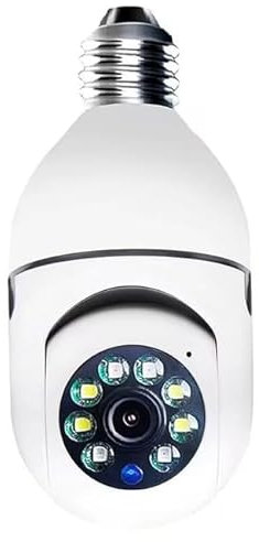DWO EUROPE Caméra de sécurité WiFi Ampoule Objet Connecté avec fente pour carte SD, 360 degrés, pour intérieur avec vision nocturne, audio bidirectionnel, détection de mouvement