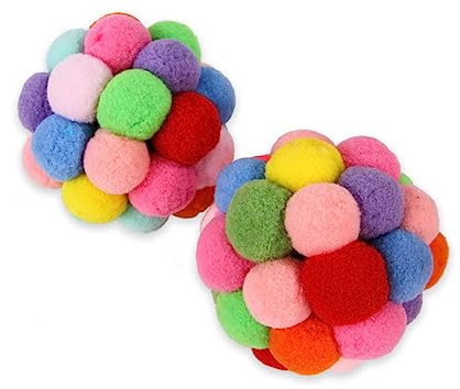 BUGUUYO Hüpfball Katzenballspielzeug aus Waschbarem Plüsch mit Glöckchen Sandfüllung Farbintensiv und Bissfest Interaktives Katzenspielzeug für Katze und Kitten
