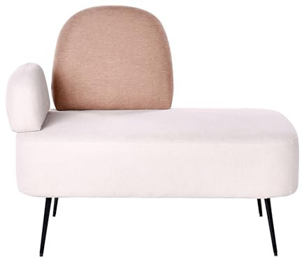 Beliani Chaiselongue helles Beige/Braun linksseitig Metallgestell schwarz modern Arcey