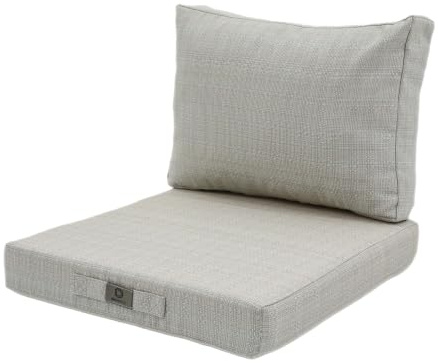 Déco Arts - Coussin Salon Jardin Premium 270g 60×60 Beige Turquoise - Lot 2 (Assise + Dossier) Déhoussable - Coussin Extérieur Fauteuil Canapé Imperméable Anti-UV