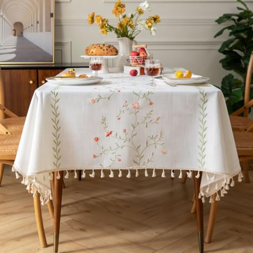 Pahajim Tovaglia Rettangolare Cotone Lino Copritavolo Moderno Elegante Tovaglie Antimacchia Impermeabile per la decorazione del tavolo(140x180cm)