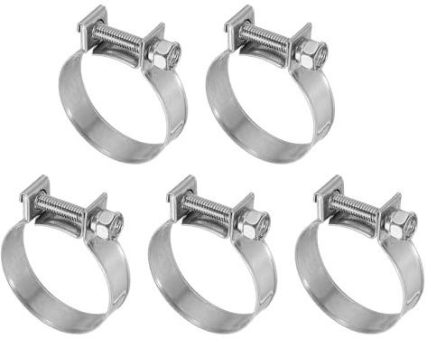 PATIKIL 5 Piezas 27-29mm Mini Abrazaderas de Manguera de Inyección, Abrazaderas de Línea Ajustables con Recubrimiento de Acero Inoxible para Manguera para Plomería Automotriz e Industria