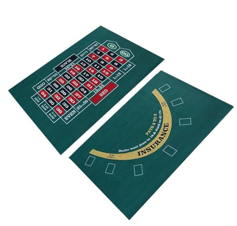 Teksome Doppelseitiges Casinos-Tischlayout – Blackjack und Texas Hold'em verfügbare Tischmatte, Roulette-Tischlayout, Game-Matte, Kartenspielzubehör für Partys, Pokerspielabende