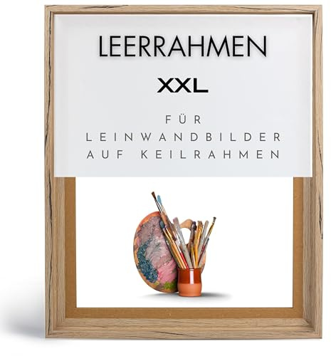 NB Akzent Schattenfugenrahmen XXL 80x100 cm - Eiche Schwarz gemasert – Leerrahmen mit Tiefeneffekt aus MDF Holz in zerlegter Form – für Leinwandbilder auf Keilrahmen