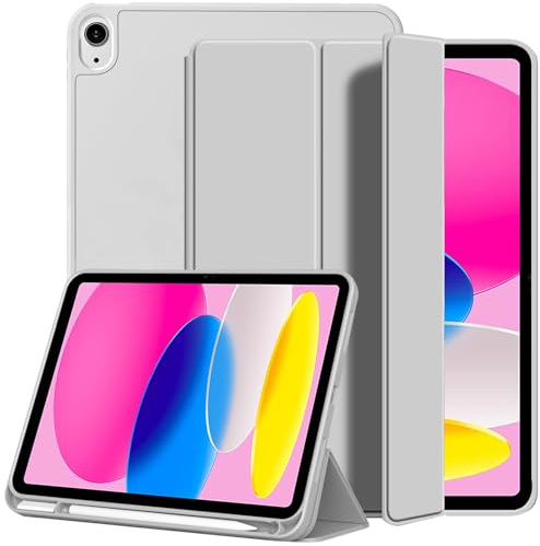 A-BEAUTY Custodia Compatibile con iPad (A16) 11a/10a Generazione (2025/2022) Antiurto in Morbido TPU Cover con Portapenne, Pellicola Protettiva, Auto Sonno/Veglia, Argento