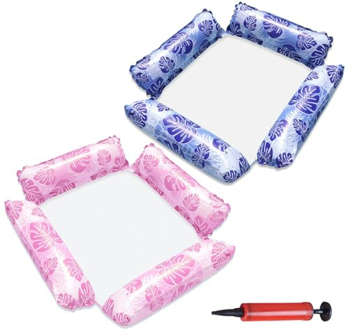Funnity 2 Stück Luftmatratze Pool mit Netz（122 X122 cm）,Luftmatratze Wasser Mit Muster,Wasserhängematte für Erwachsene und Kinder,Schwimmsessel für Pool-Party-Sommer-Wasser-Spaß