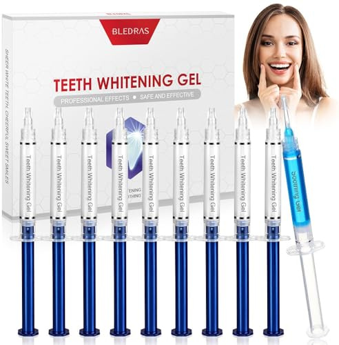 Bledras Kit Blanqueamiento Dental Profesional para Dientes Sensibles Tratamiento Rápido con Gel Calmante 10 Jeringas