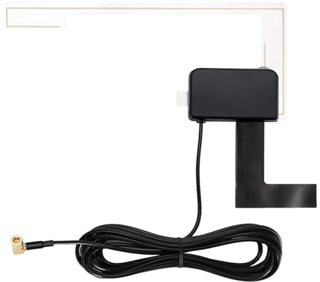 DAB Car Aerial, Car DAB Antenna, Glass Mount Antenna Digital Audio Broadcasting Receiver 3M, SMB Right Angle Connector Compatible with Pioneer Clarion Kenwood Alpine JVC, Enhances Signal Reception
