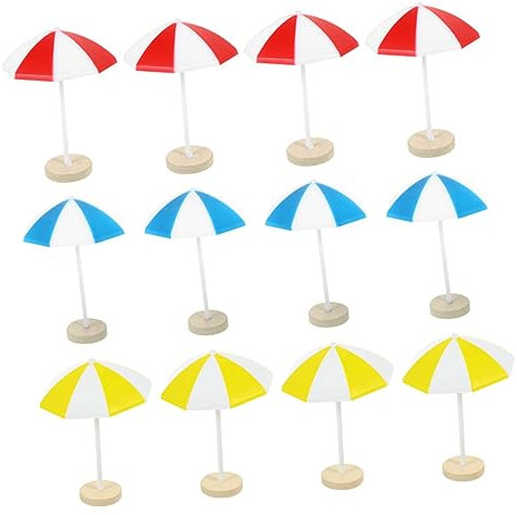 HONMEET 12pcs Miniature Beach Umbrella Ornaments Miniature House Furniture for Doll House Mini Beach Decor Micro Landscape Scene