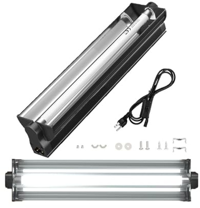 MouMouPurr T5 UVB Reptile Light Fixture Combo Kit - 12 Inch 8W Terrarium Hood 10.0 UVA UVB Bulb with High-Efficiency Reflector for Desert Reptiles & Amphibians (Bearded Dragons, Turtles, Tortoises)