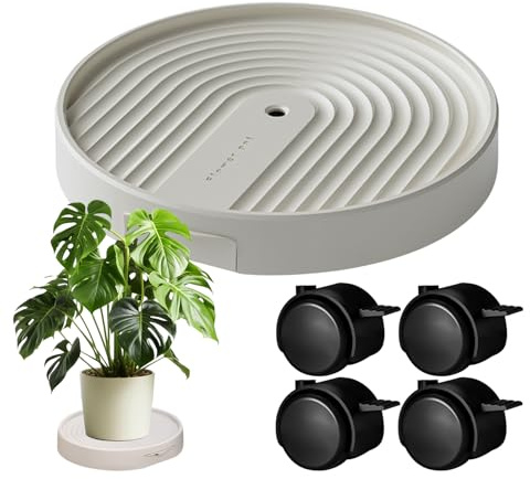 Base a rullo per piante, supporto rotondo su ruote, 32 x 32 cm, resistente, con vassoio di drenaggio, per uso interno ed esterno, per appartamenti, balconi, dormitori, giardini, terrazze