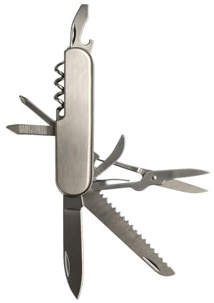 Stainless Steel Multi-Tool Pocket Knife, 8 Functions, 9cm x 2.5cm, Camping Penknife with Blade, Scissors, Screwdrivers