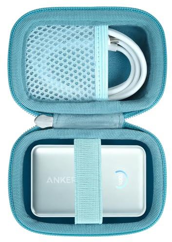 Khanka Hard Case for Anker Nano Power Bank,10,000mAh 45W(A1638) | Storage Travel Cover for Anker Nano 45W Max Compact Battery Pack;EVA shell,Velvet Interior,Green,Case Only