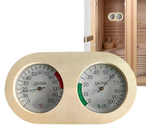 Moniteur d'humidité de température - Gauge portable en bois pour affichage précis, cadran facile à lire pour la chambre, la salle de bain, le sauna, le jardin, le porche, le sous-sol, le garage, la ma