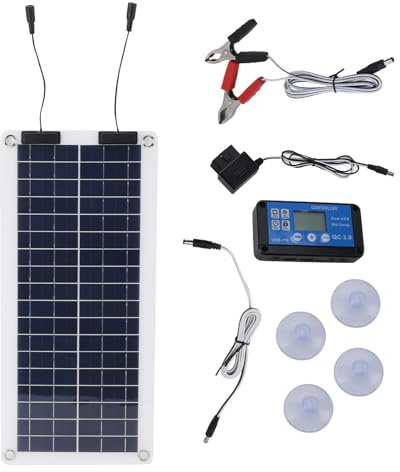 Solar Carga de batería Dispositivo de mantenimiento del dispositivo-12 V-24 V 100 W Cargador de batería de automóvil solar con dos salidas USB y terminales de | Mantenimiento 100 W B