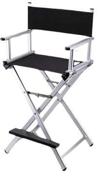 LOVSSU Silla de Director de Maquillaje con Estructura de Aluminio, Plegable, for Exteriores, Ligera y portátil.(Silver)