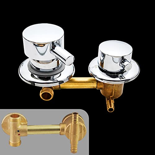 2/3/4/5 Voies Eau Trou Distance Laiton Robinets Douche Salle Bain Intubation Mitigeur for Cabine Hammam Armoire, Cartouches CéRamique, Alliage Zinc Double PoignéE Chromé Poli(2 Output -B,9cm)