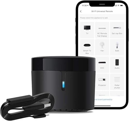 RM4 Mini - Telecomando universale IR con cavo HTS2 (solo Wi-Fi a 2,4 GHz), Blaster a infrarossi Wi-Fi per domotica intelligente per TV, climatizzatori, audio STB, compatibile con Alexa e Google Home.