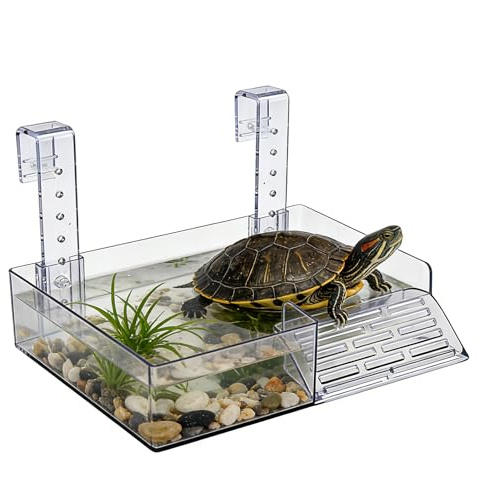 WEGREAT Sonnenplattform Schildkröten: Transparente, robuste ABS Schwimmende Plattform, Flexibel montierbar Turtle Dock, Langlebig Basking Plattform für Aquarium und Terrarium, 21×22,5cm