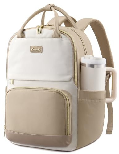 LOVEVOOK Laptop Backpack for Women with Secure Side Tumbler Holders, 15.6 inch Travel Work Rucksack for Ladies, Waterproof Large School Bag with Sturdy Handle, Chic Casual Daypack for College Teacher