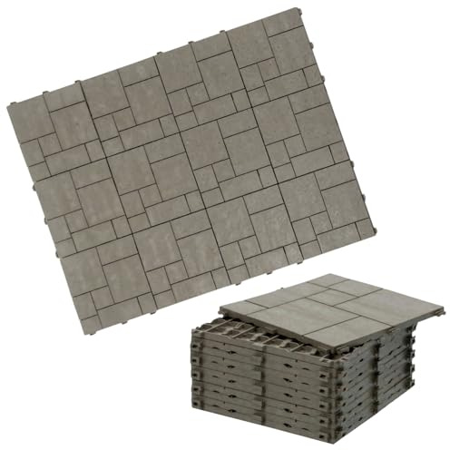 e-floor Terrassenfliesen Set – 12 Stück = 1,1m2 | 30x30x1,5 cm | Klick-System Bodenfliesen für Terrasse & Balkon (12 Stück Beige/Braun)
