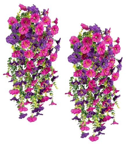 chenyu 4Pcs Artificial Flowers Outdoor Artificial Hanging Plants Outdoor | Artificial Hanging Plants Outdoor Garden Party Wedding Home Artificial Hanging Baskets Outdoor 75cm