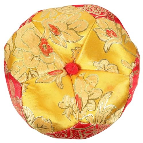 MOBUTOFU Klangschalenkissen aus Stoff in Gold Dekorative Schalenunterlage mit Polsterung zum Schutz vor Stößen Tragbar und Handgenäht für Meditations und Gebetschalen