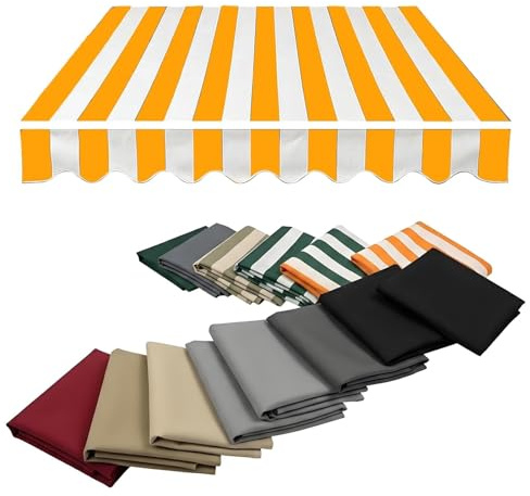 Tende Da Sole A Bracci Estensibili Per Balcone Esterno Patio Telo Di Ricambio Per Tenda Da Sole Retrattile Tessuto Di Ricambio Impermeabile Antistrappo(Yellow white,360x300cm)