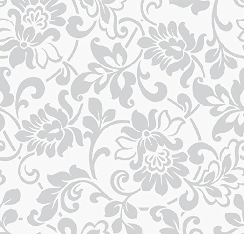 Klebefolie - Möbelfolie Ornamente Silber Grau Barock 0,45 m x 15 m Selbstklebende Folie Klassik - Dekorfolie Selbstklebefolie