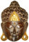 Masque de Bouddha – Or, handgearbeitete Masque en bois de Bali, mural Masque, Bois, mehrfarbig, 25 cm
