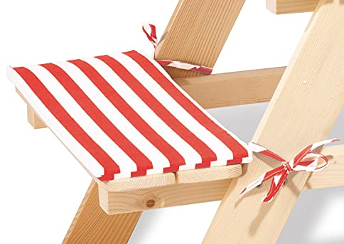 Pinolino Polsterauflagen für Nicki für 4, Set mit 2 Stück, Bezug bei 30 °C waschbar, empfohlen ab 2 Jahren, Dessin Streifen rot/weiß