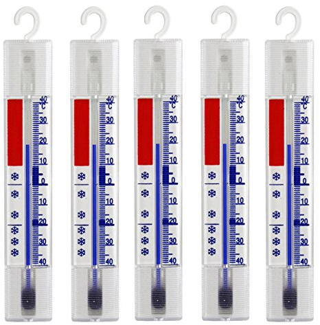 Lantelme 5 termómetros analógicos para frigorífico, congelador, refrigerador - con ganchos - +/- 40°C 3293