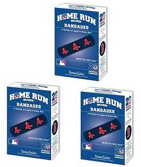 Juego de 3 cajas (60 vendajes en total) Home Run Brands New York Yankees vendajes, rojo (Red Sox), 60