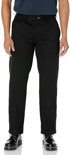 Amazon Essentials Pantalon Chino Infroissable Sans Pinces Coupe Classique (Grandes Tailles Disponibles) Homme, Noir, 42W / 34L
