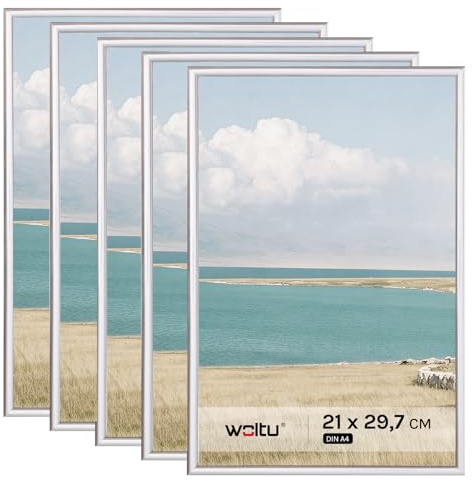 WOLTU Bilderrahmen A4, 10er set, Kunststoff Fotorahmen mit Passepartout