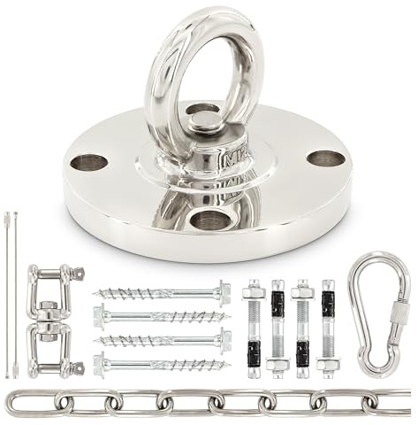 16 teiliges Befestigungs-Set für Hängesessel bis 250 kg von MEGAVERSAL® + Aufhängung + Deckenhalterung + Deckenhaken + Halterung Hängestuhl + Power Hook + Hängehöhle + Hängestuhl + Hängesitz