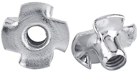 Walfront Ecrous en T 4 Griffes Acier Zingué Travail du Bois Meubles M4 50 Pièces Boulons Insert Fileté Quincaillerie Assemblage