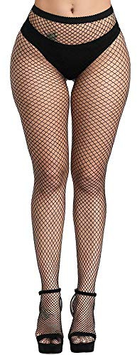 E-Laurels Womens Fishnet Tights Stockings Black Pantyhose Fish Net Plus Size