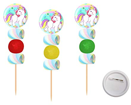 Lote de 15 Brochetas de Golosinas con Chapa AlfilerUnicornios. Recuerdos. Juguetes y Regalos para Fiestas de Cumpleaños, Bodas, Bautizos, Comuniones. Navidad y Reyes. DC.