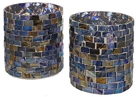 Wuona Objects Nona RAJA 2874-9x10cm - 2er Set - Mosaik Teelichtglas Teelichtgläser Kerzenglas Kerzengläser Mosaikglas orientalisch Vintage